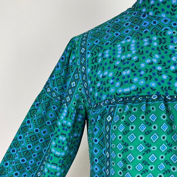 LOFT Teal Green Ditsy Floral Print Top Babydoll - Picture 3 of 9